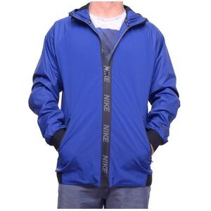 Nike Men's Dri-Fit Hooded Training Jacket Blue large Running outdoors activewear